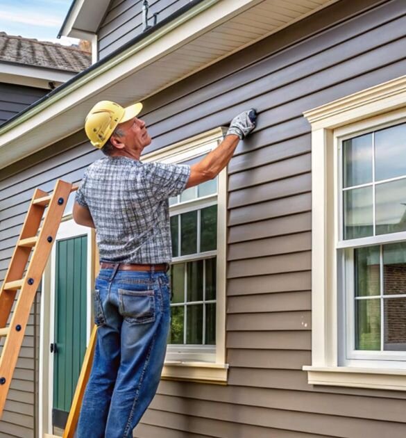Man installing siding